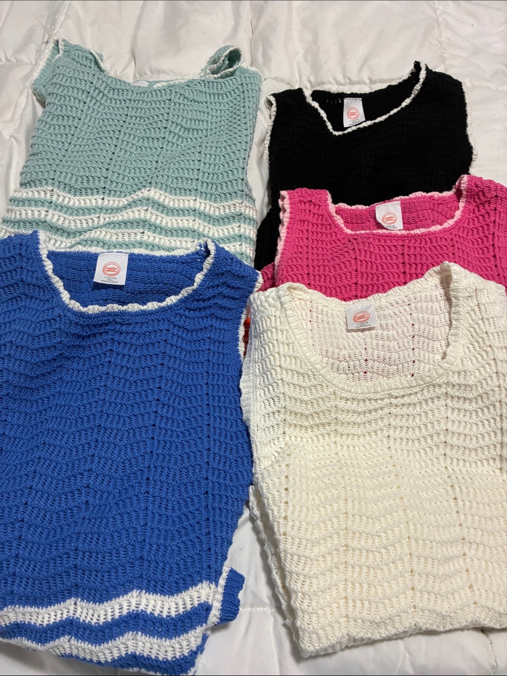 wonder nation Crocheted Tank Sweater Set - Blue, Mint, Black, Pink, Cream
